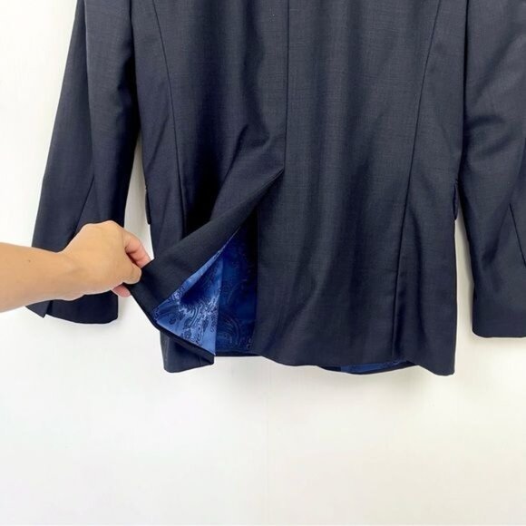 Ted Baker 100% wool navy blue Suit sports Jacket Size 38 - Picture 4 of 10